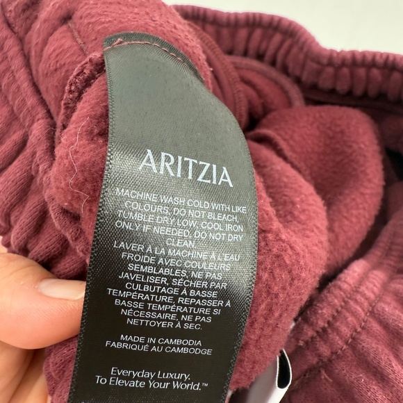 Aritzia Joggers Women 2XS Faded Burgundy Meg Fit Sweatpants Cozy Fleece Comfy - Picture 10 of 16